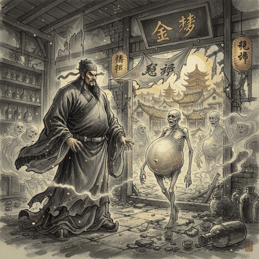 The Pacification of Ghosts - Chapter Seven: The Wine Shop in Five-Li Village Collects the Poor Ghost - Zhong Kui artwork