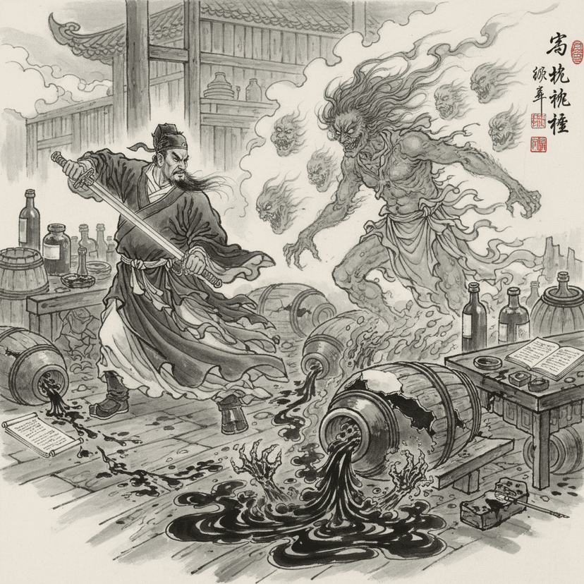 The Pacification of Ghosts - Chapter Thirteen: The Reckless Ghost Escapes Through Wine - Zhong Kui artwork