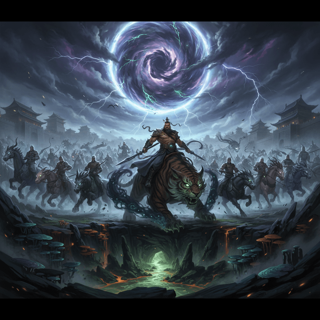 Zhong Kui and his ghost army crossing into mortal realm