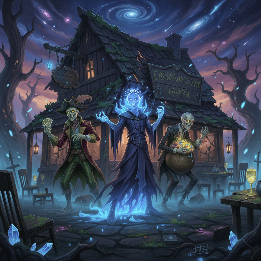Three boastful ghosts at crossroads tavern - Zhong Kui