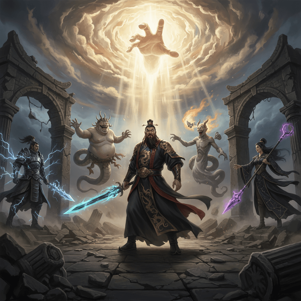 Zhong Kui confronting the three boastful ghosts