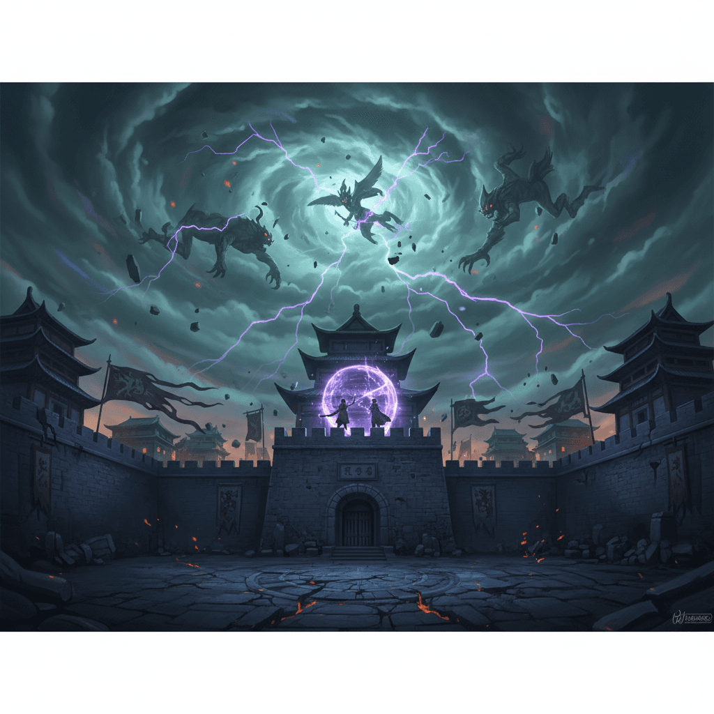 Storm clouds gathering over the city - Zhong Kui