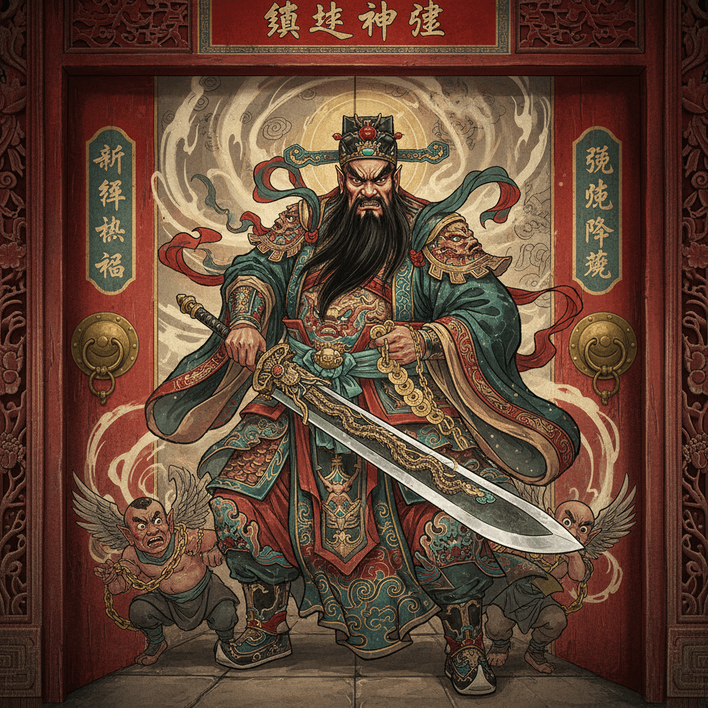 Zhong Kui's fierce visage as a symbol of divine justice
