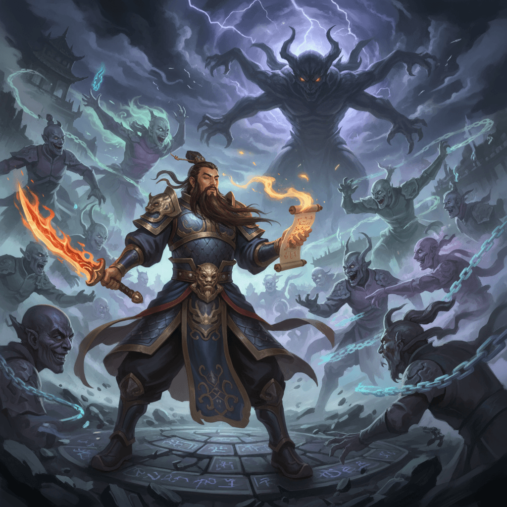 Zhong Kui's epic battle against the Liar Ghost's illusions